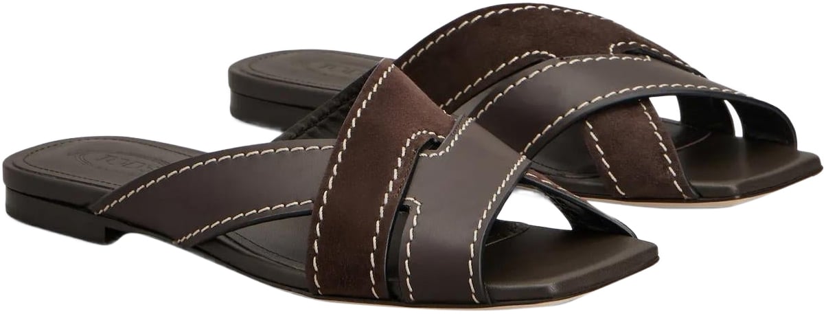 Tod's Dames Sand.Cuoio Flat 99L Fasce Incr Bruin