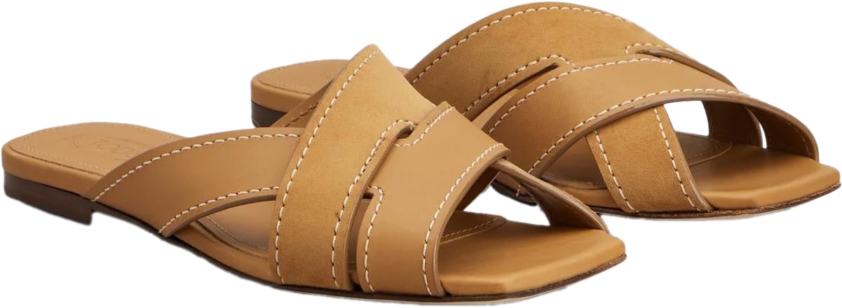 Tod's Dames Sand.Cuoio Flat 99L Fasce Incr Bruin