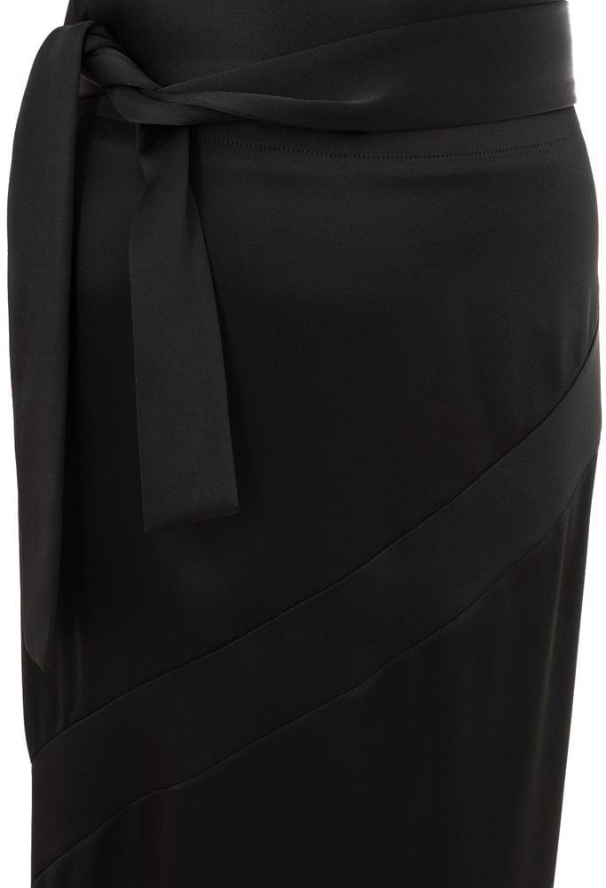 Tom Ford Extra Long Black Satin Skirt Zwart