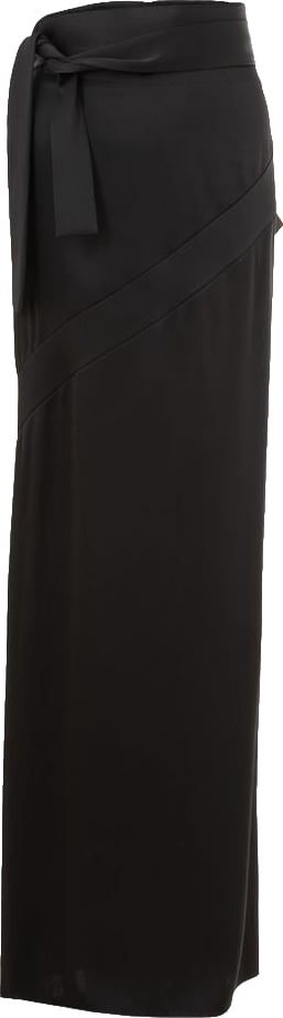 Tom Ford Extra Long Black Satin Skirt Zwart
