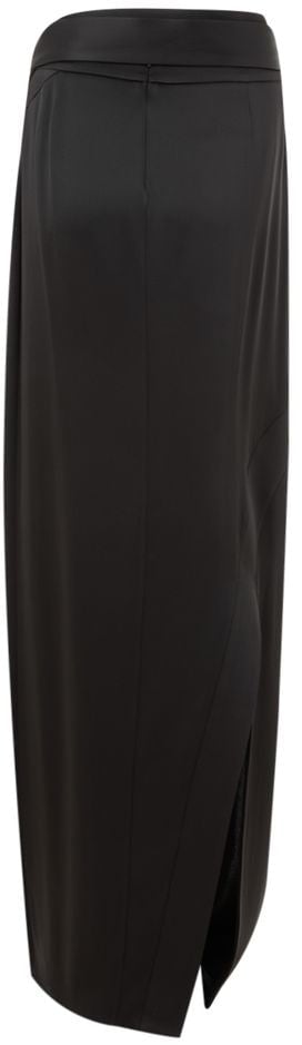 Tom Ford Extra Long Black Satin Skirt Zwart