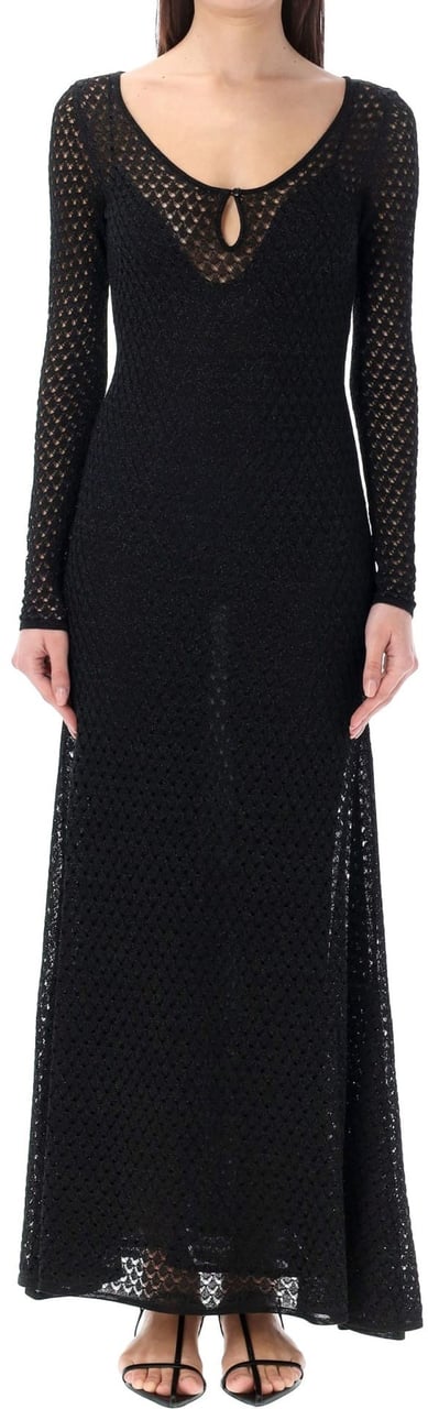 Tom Ford Lurex Crochet Maxi Dress Zwart