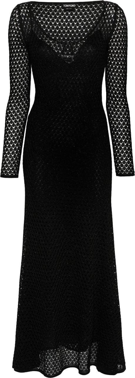 Tom Ford Lurex Crochet Maxi Dress Zwart