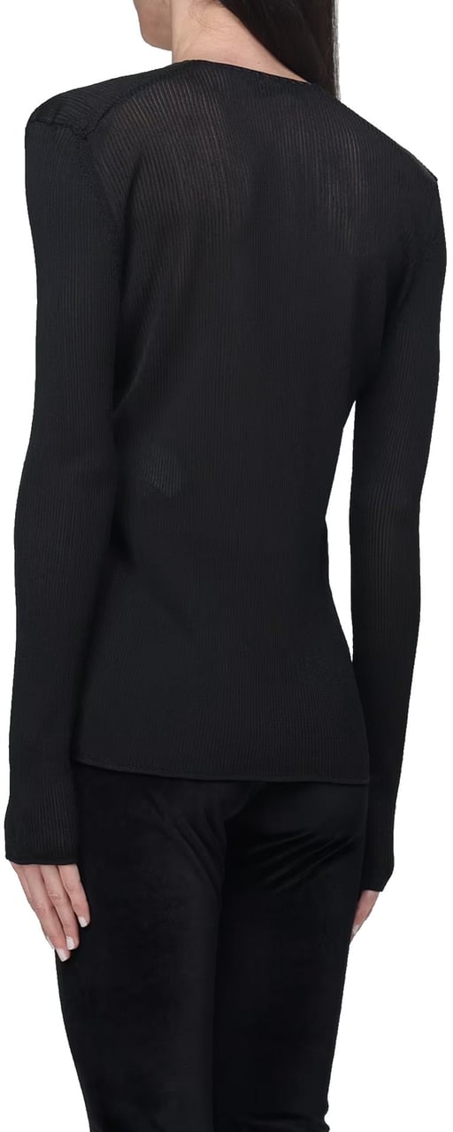 Tom Ford Sheer Fine-Ribbed Top Zwart