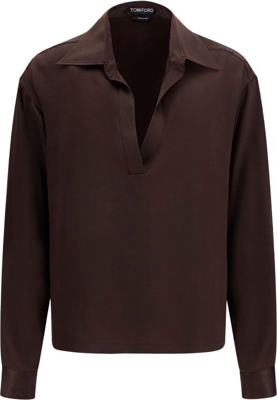 Tom Ford Brown Silk Dress Shirt Bruin