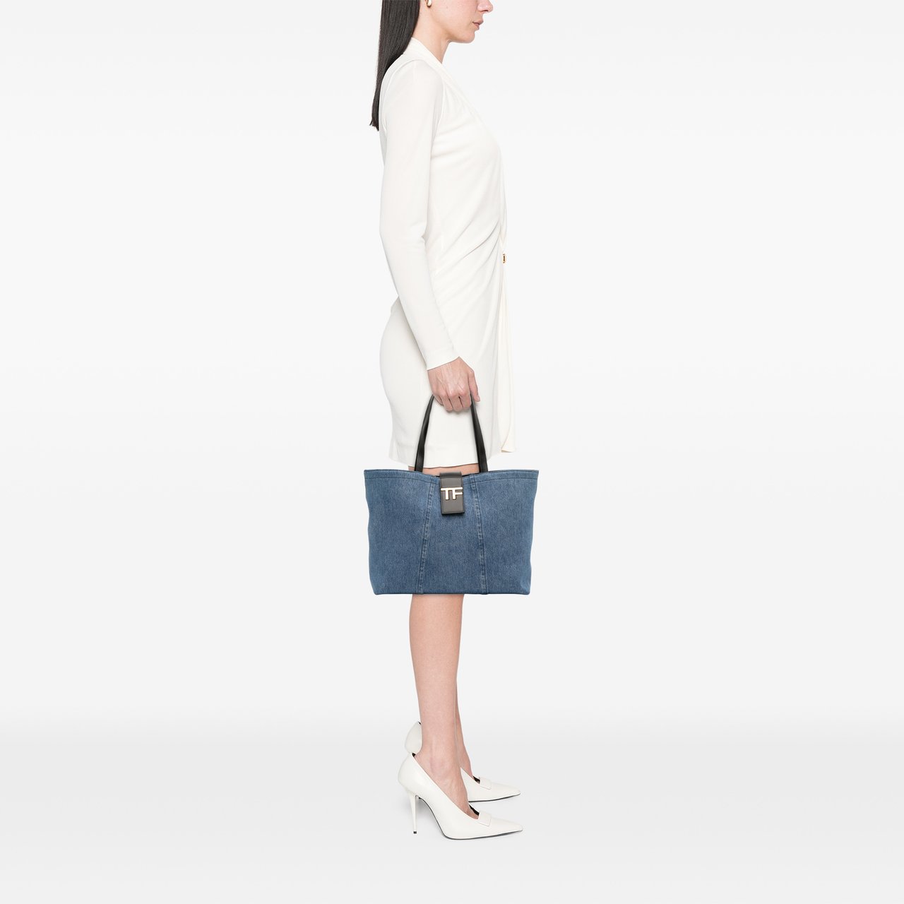 Tom Ford Small Denim TF Tote Blauw