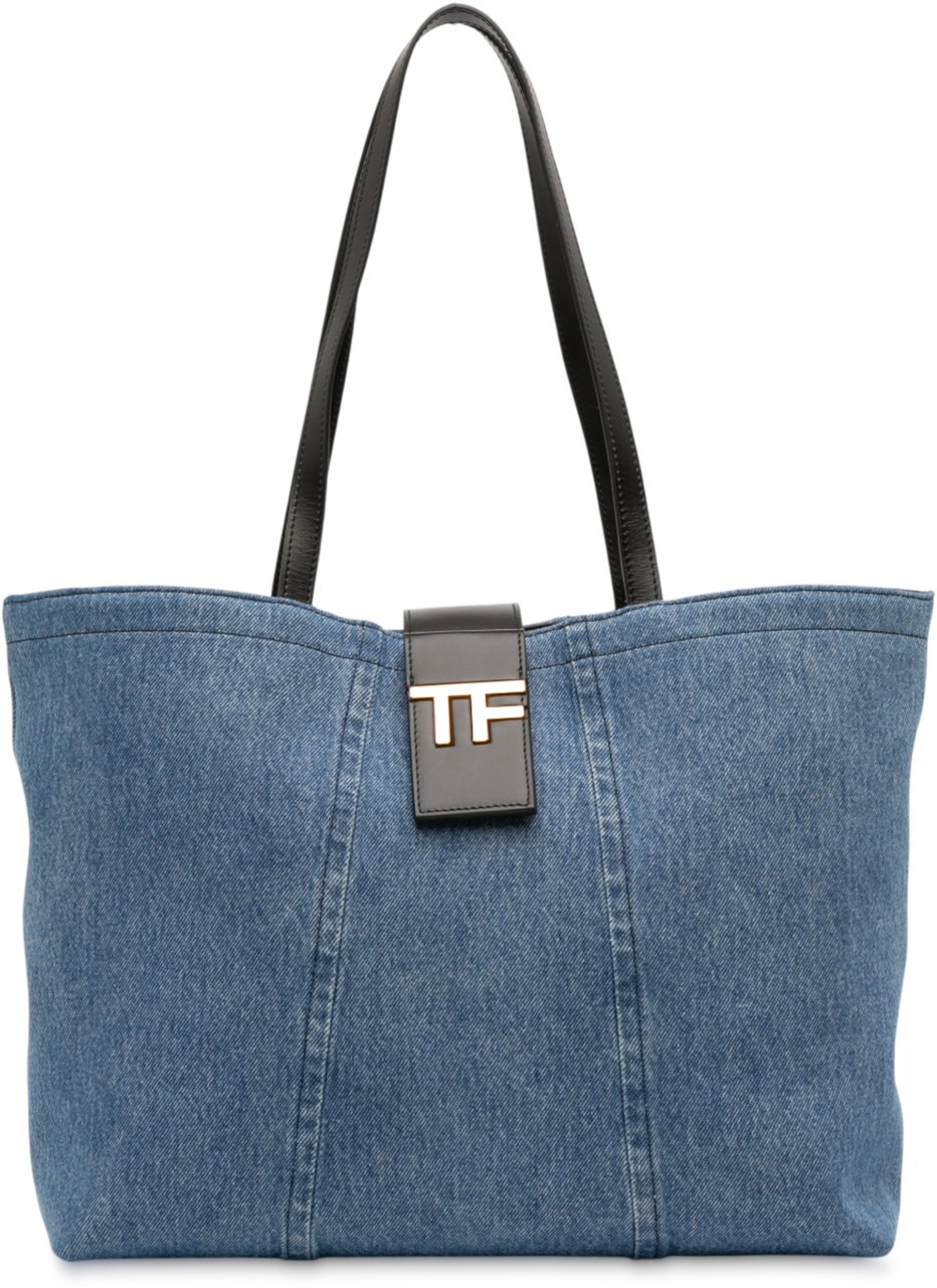 Tom Ford Small Denim TF Tote Blauw