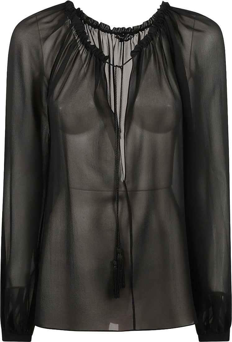 Tom Ford Sheer Black Silk Shirt Zwart