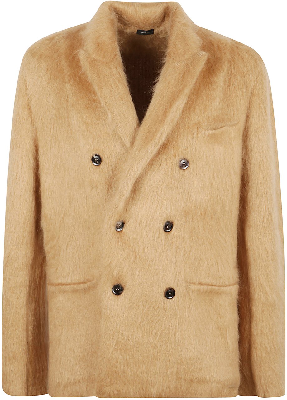 Tom Ford Double-Breasted Tailored Jacket In Cashmere, Silk Bruin