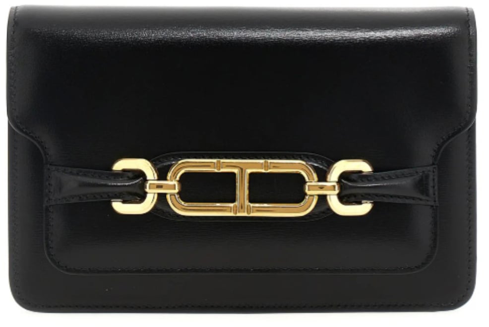 Tom Ford Structured Black Calf Leather Bag Zwart