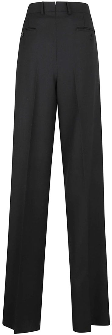 Tom Ford Pleated Front Straight Leg Wool Trousers Zwart