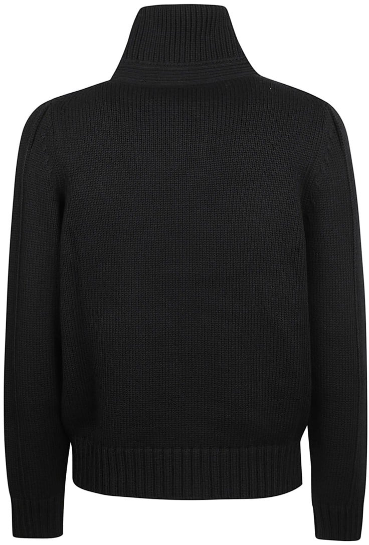 Tom Ford Black Wool Cardigan With High Collar Zwart