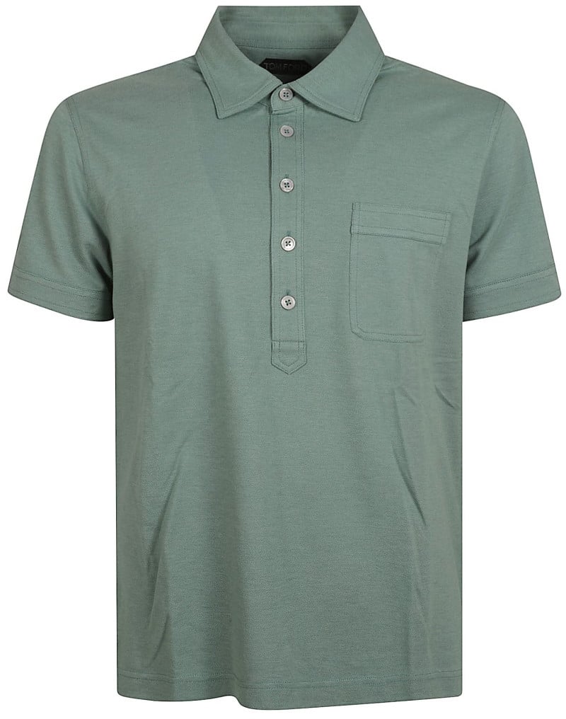 Tom Ford Short-Sleeved Polo With Classic Collar Groen