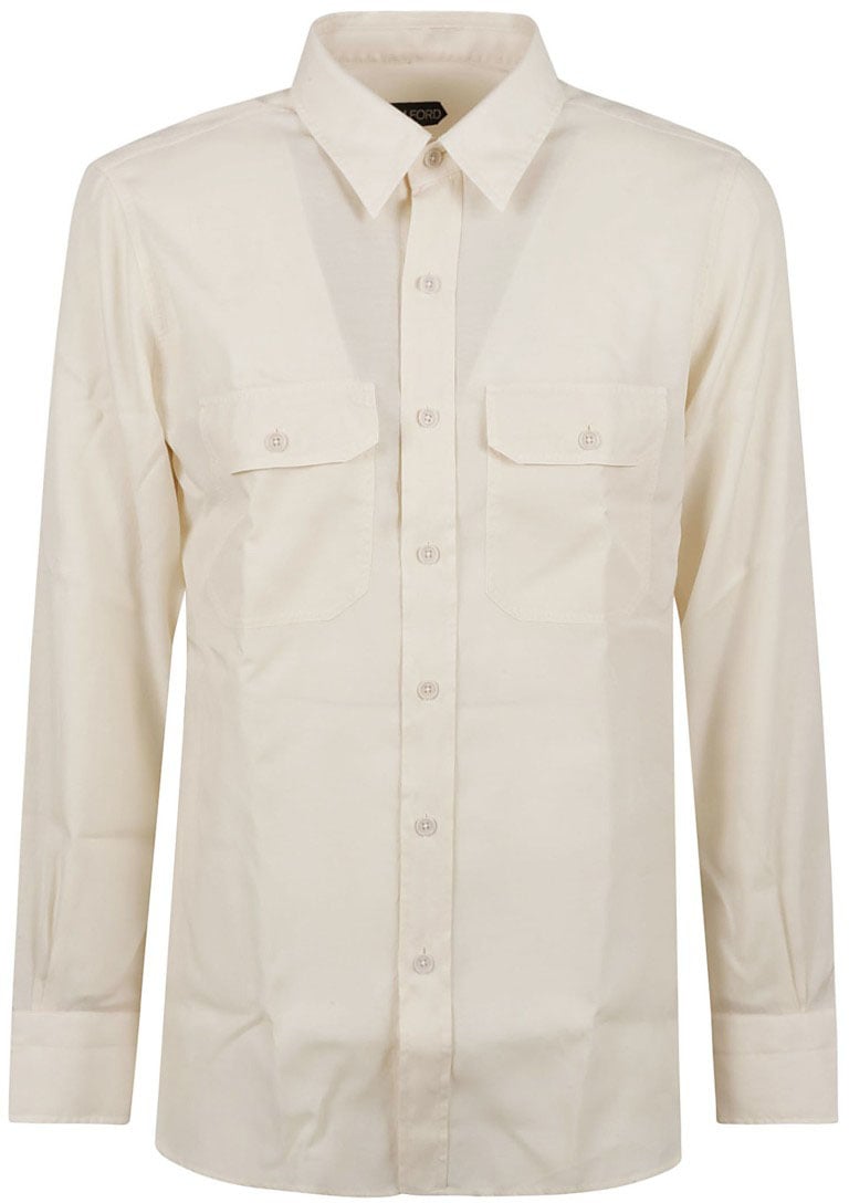 Tom Ford Classic Button-Down Shirt With Structured Collar Neutraal