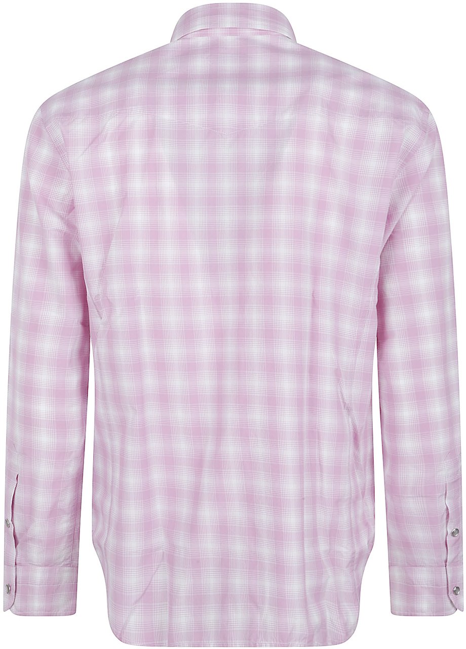 Tom Ford Check-Pattern Shirt with Chest Pockets Paars