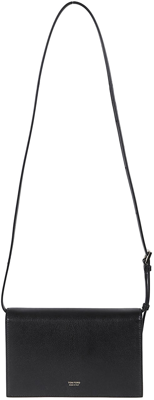 Tom Ford Supple Grain Shoulder Bag with Adjustable Strap and Removable Mirror Zwart