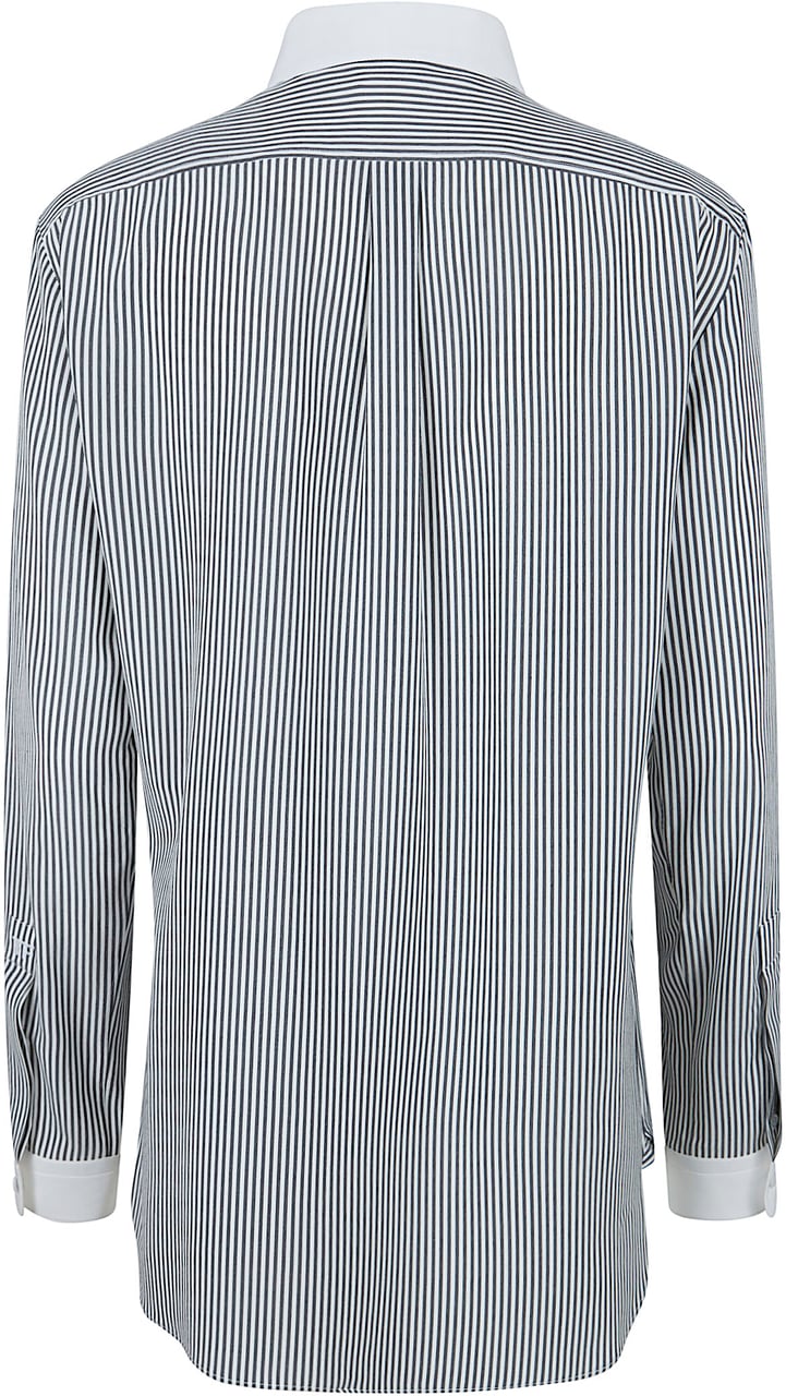 Tom Ford Silk Shirt with Vertical Stripes and Contrasting Details Grijs