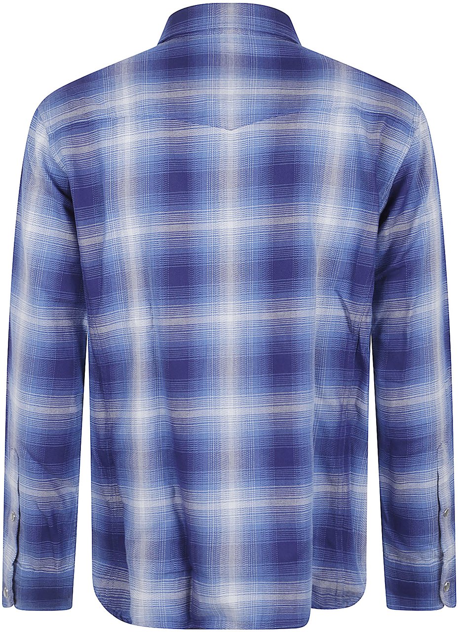 Tom Ford Gradient Checkered Casual Shirt Blauw