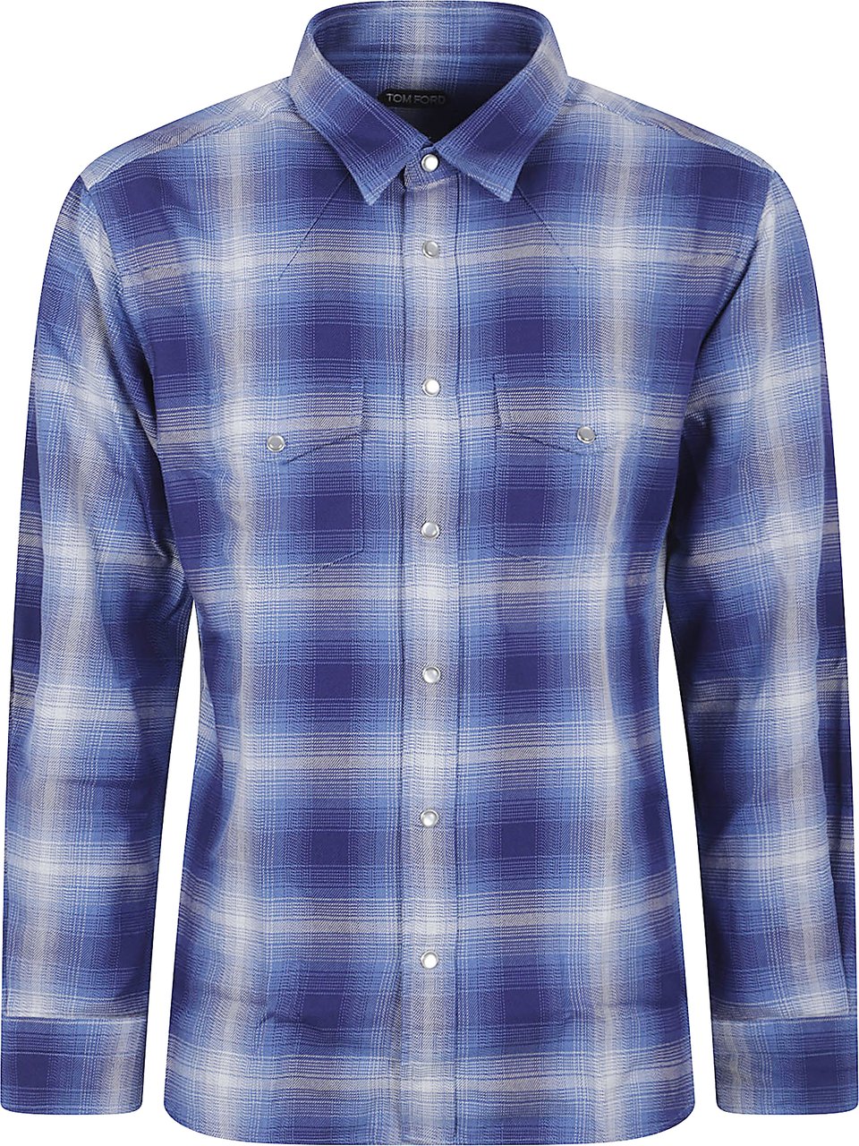 Tom Ford Gradient Checkered Casual Shirt Blauw