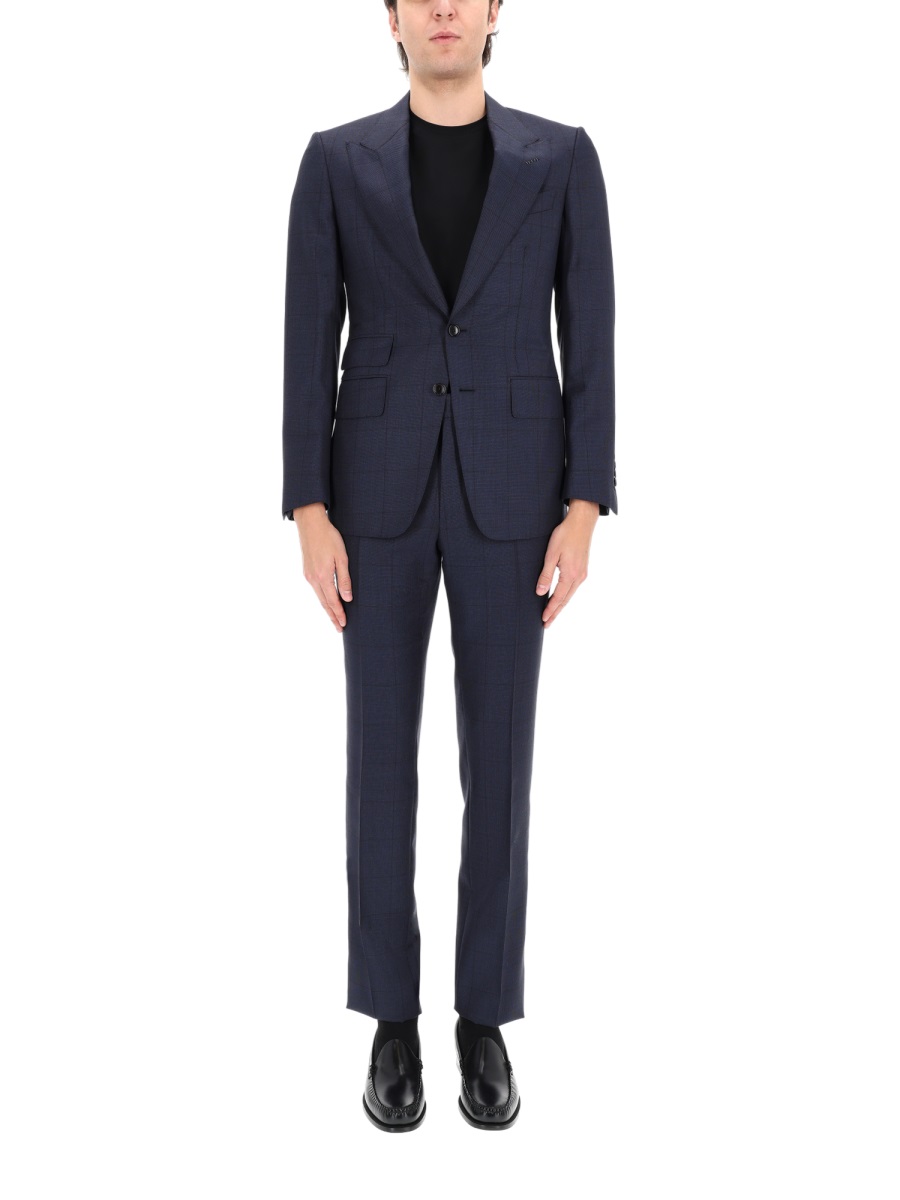 Tom Ford Overcheck Shelton Wool Tailored Suit Zwart