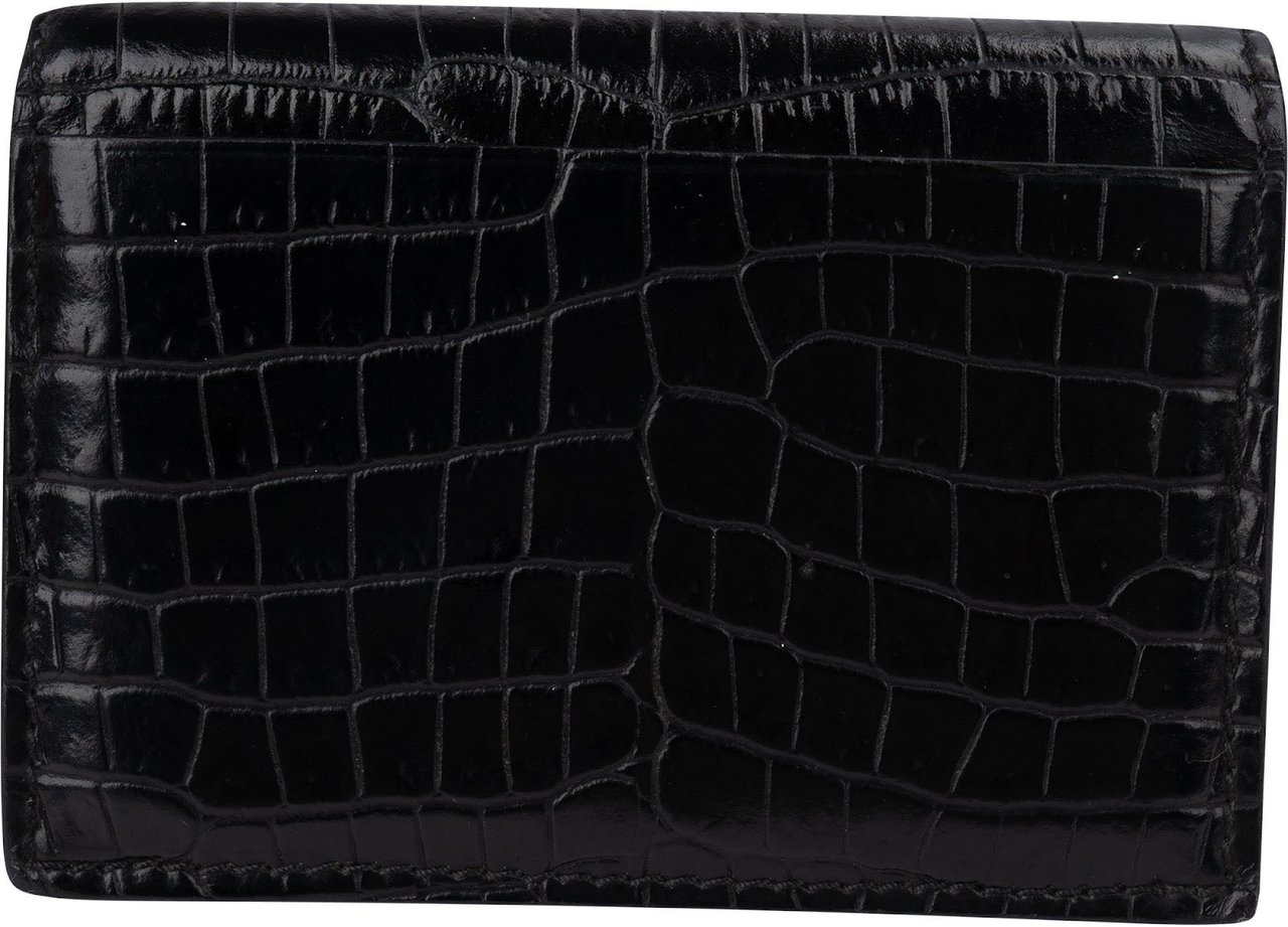 Tom Ford Embossed Alligator Leather Bi-fold Wallet Zwart