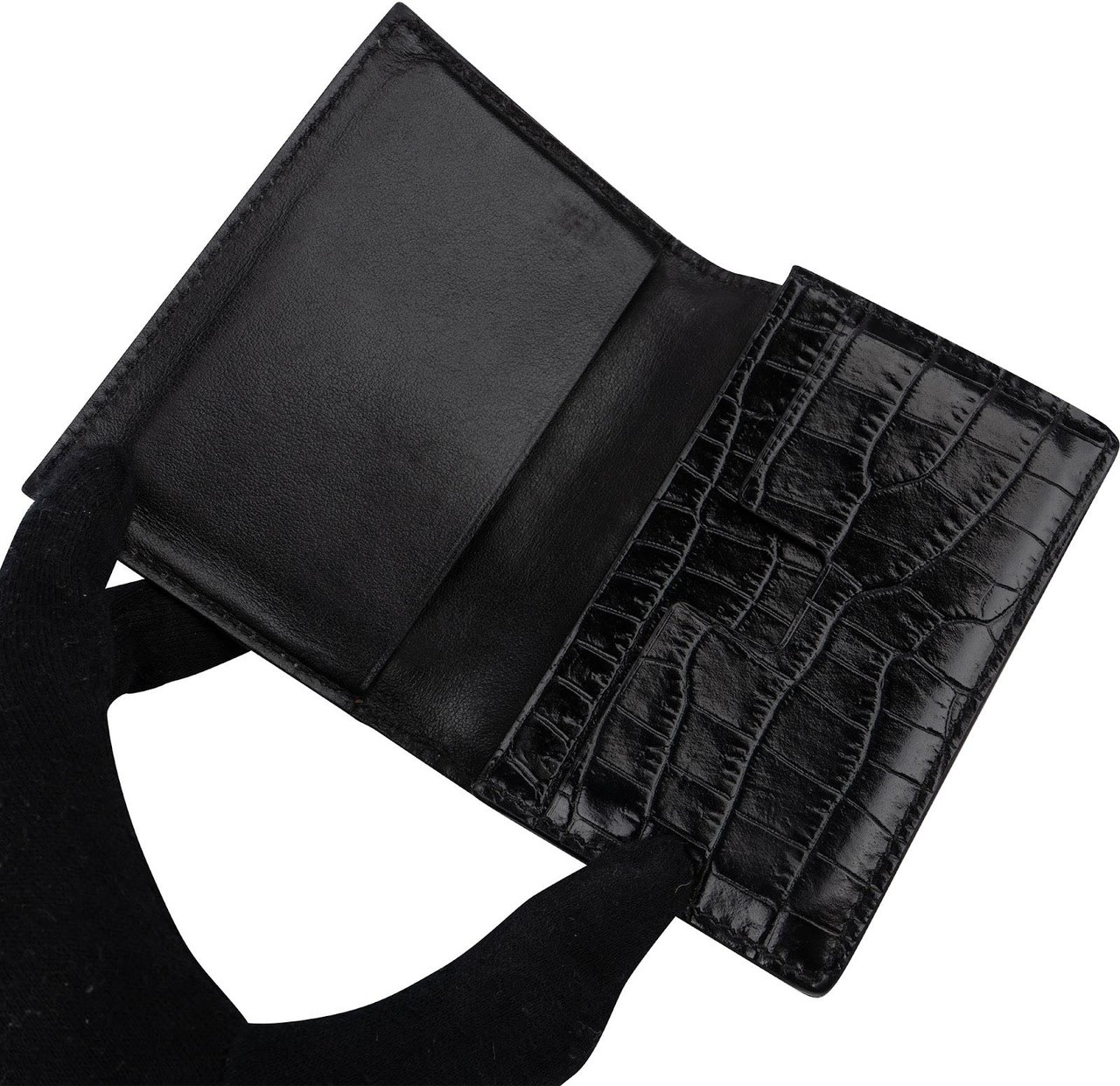 Tom Ford Embossed Alligator Leather Bi-fold Wallet Zwart
