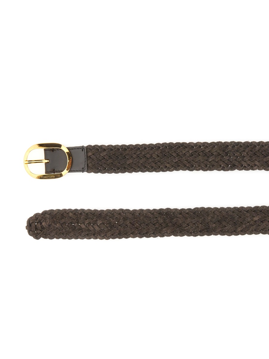Tom Ford WOVEN LEATHER BELT Bruin