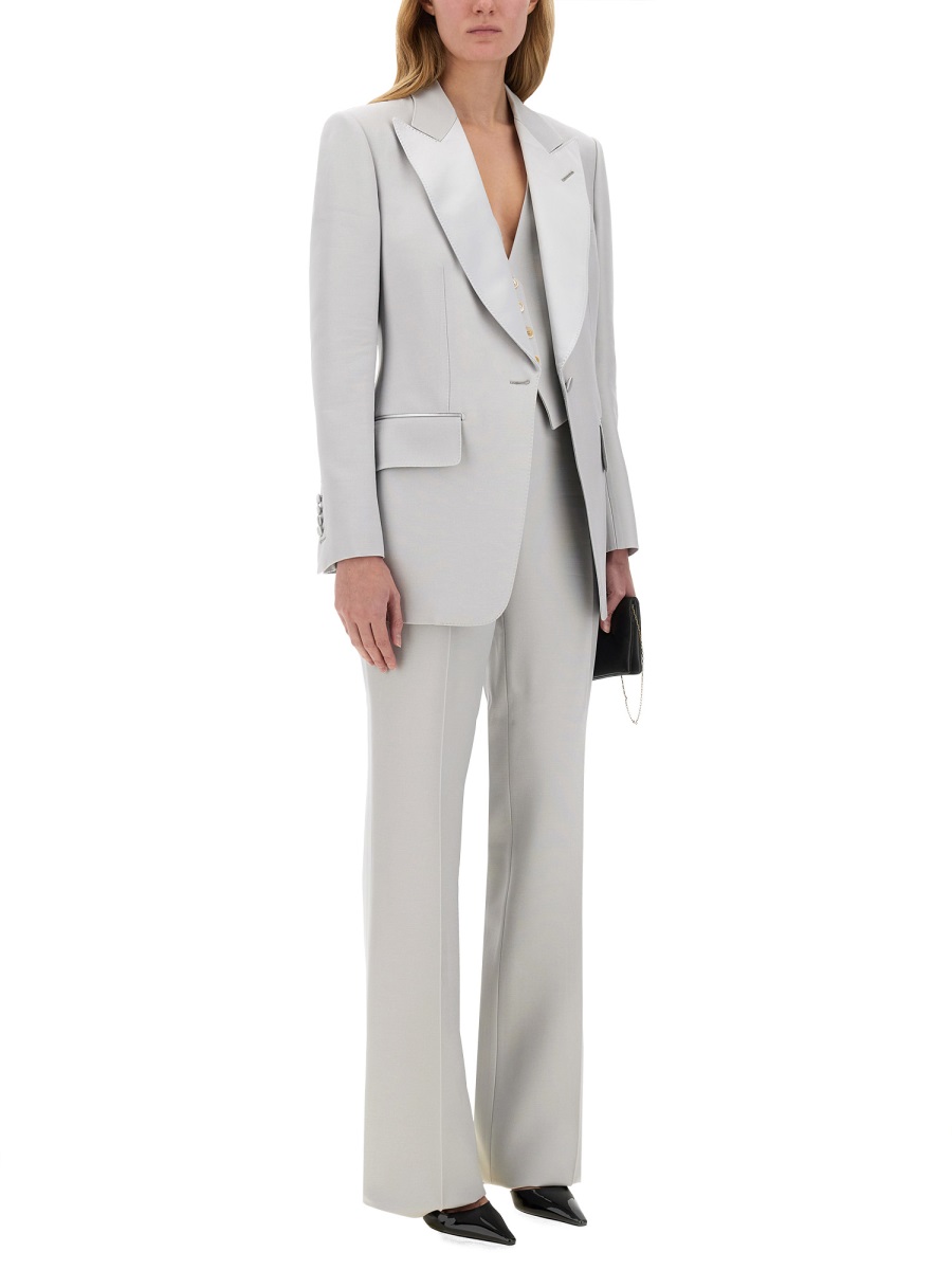 Tom Ford "BARATHEA" SILK WOOL VEST Grijs