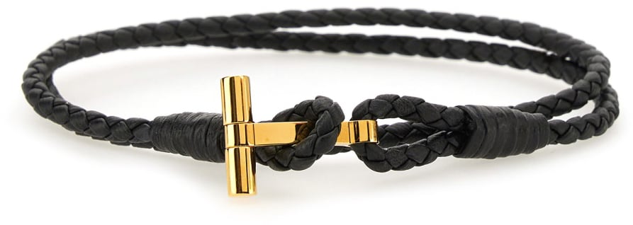 Tom Ford LEATHER BRACELET Zwart