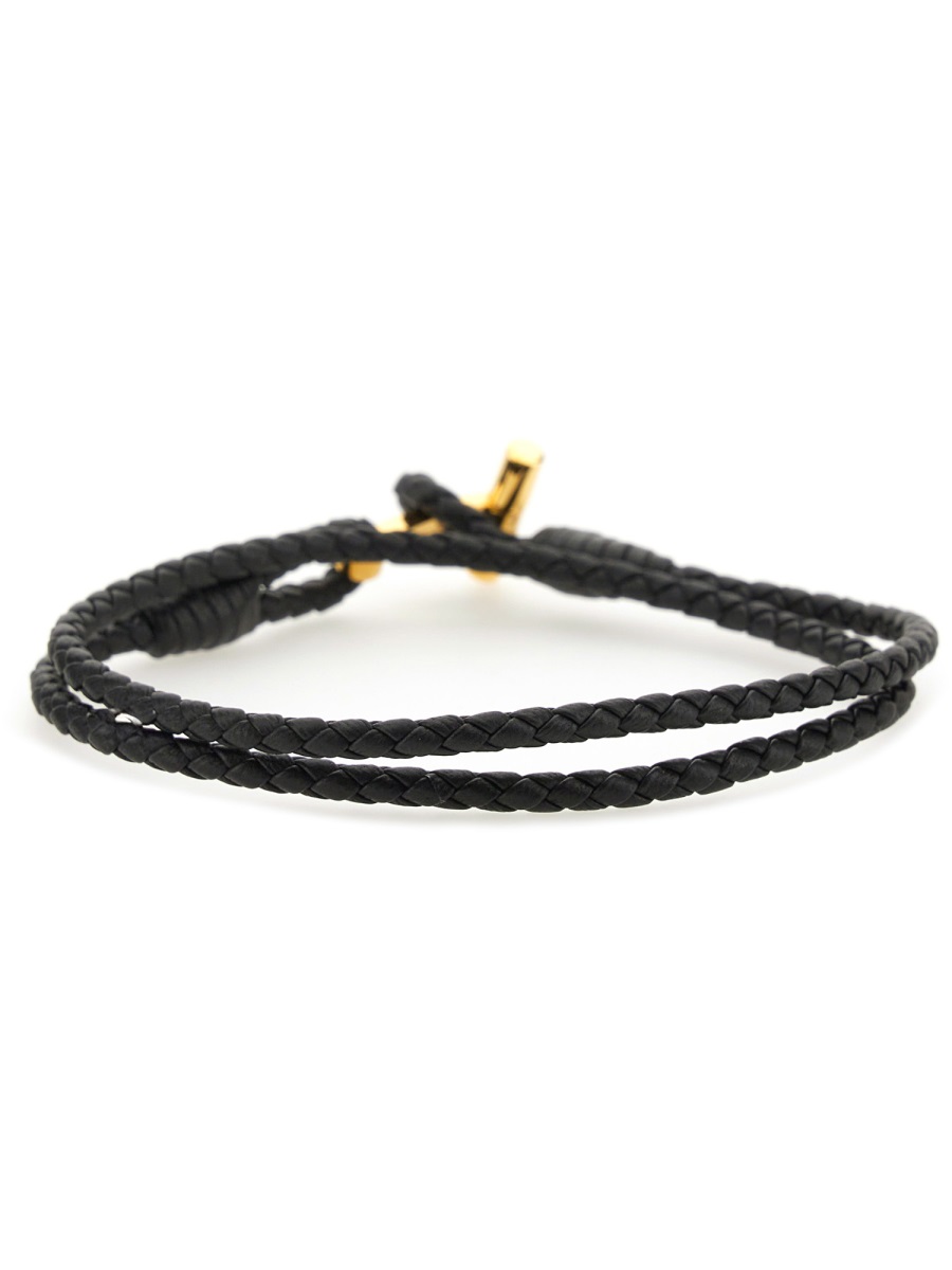Tom Ford LEATHER BRACELET Zwart