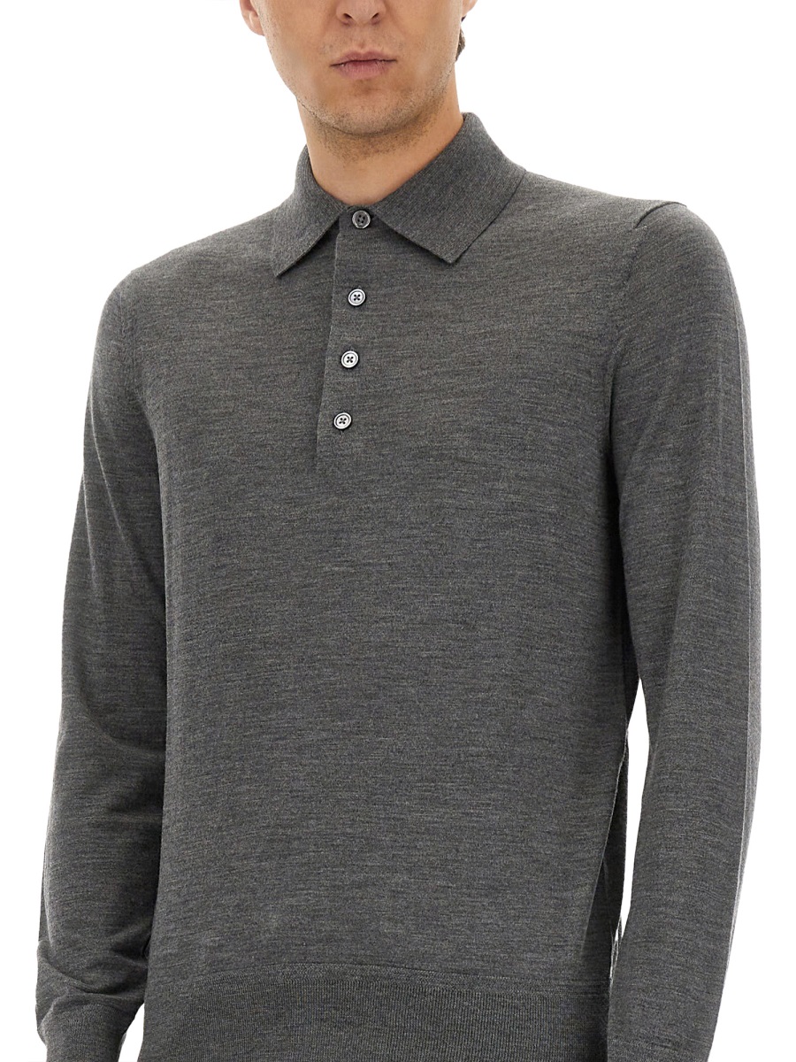 Tom Ford FINE MERINO VIRGIN WOOL POLO SHIRT Grijs