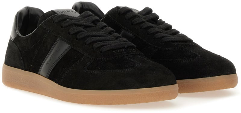 Tom Ford LEATHER SNEAKER WITH LOGO Zwart
