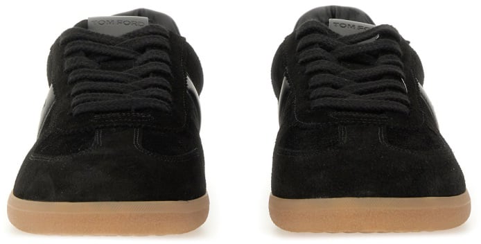 Tom Ford LEATHER SNEAKER WITH LOGO Zwart