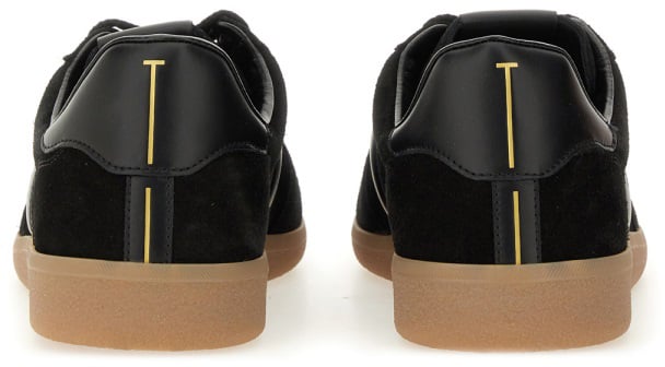 Tom Ford LEATHER SNEAKER WITH LOGO Zwart