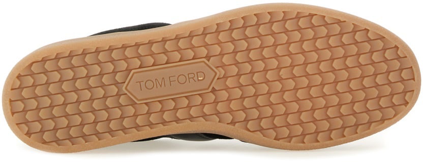 Tom Ford LEATHER SNEAKER WITH LOGO Zwart
