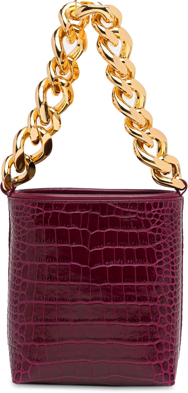 Tom Ford Mini Croc-Embossed Chain Bucket Bag Paars