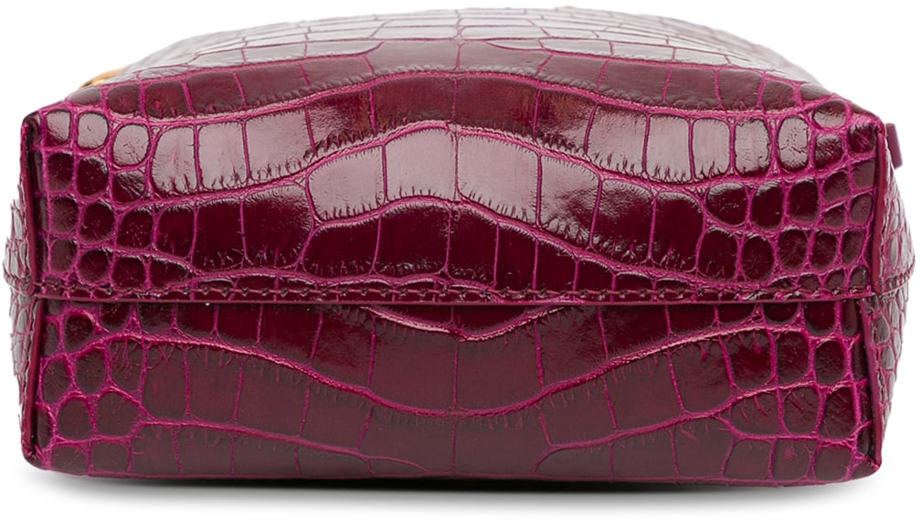 Tom Ford Mini Croc-Embossed Chain Bucket Bag Paars