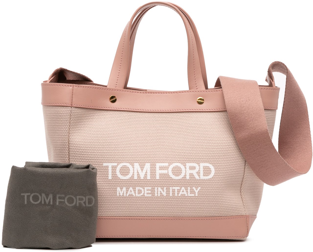 Tom Ford Mini Canvas T Screw Tote Bruin