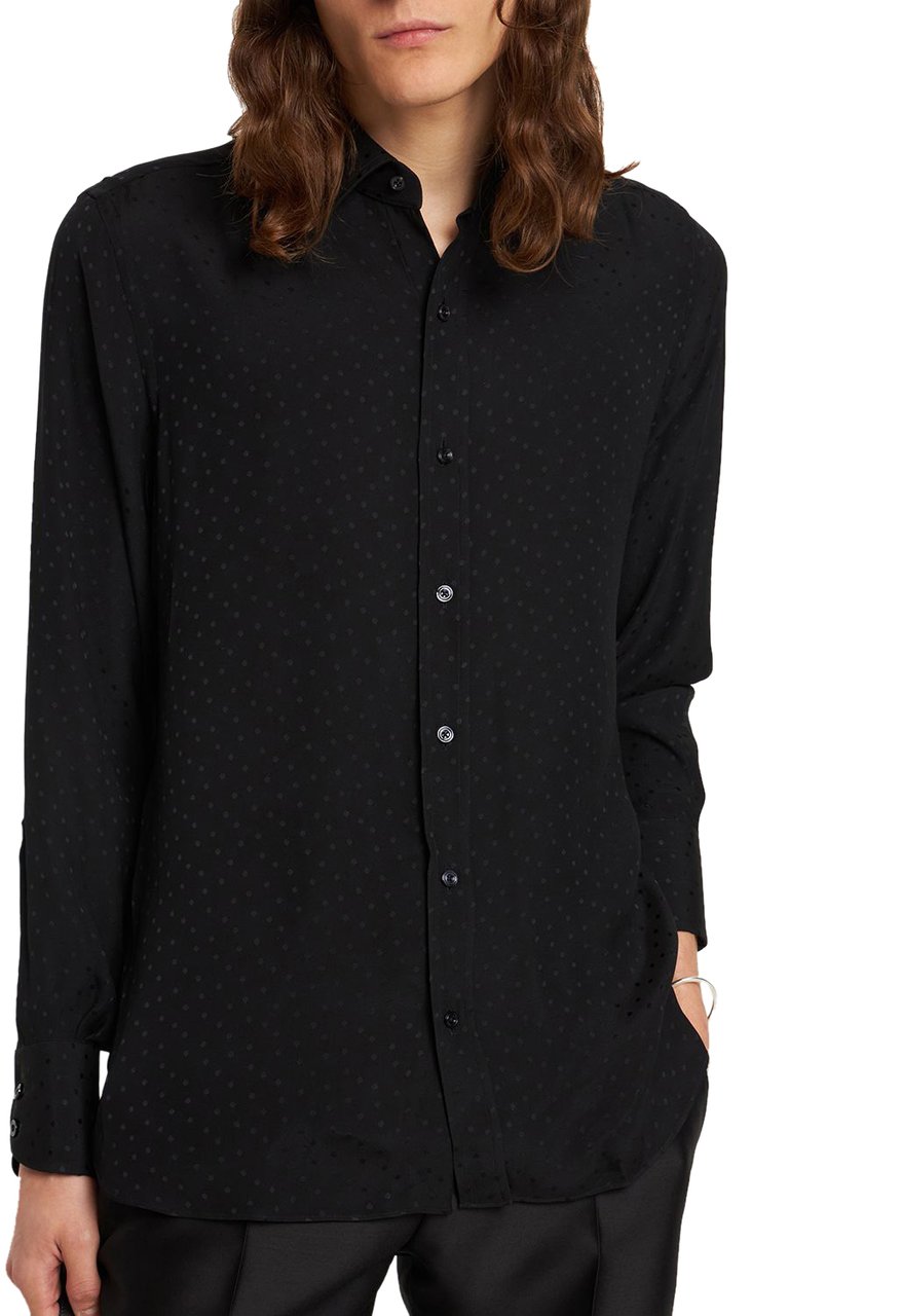 Tom Ford Minimalist black shirt with collar Zwart