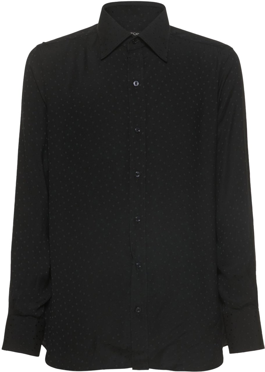 Tom Ford Minimalist black shirt with collar Zwart