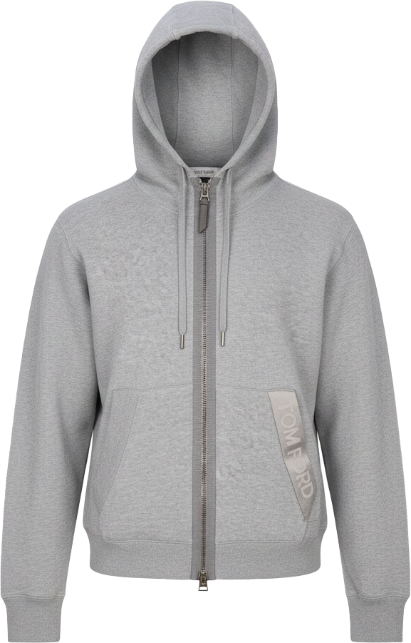 Tom Ford Tom Ford Grey Cotton Men Zipper Jacket (L) Donkergrijs