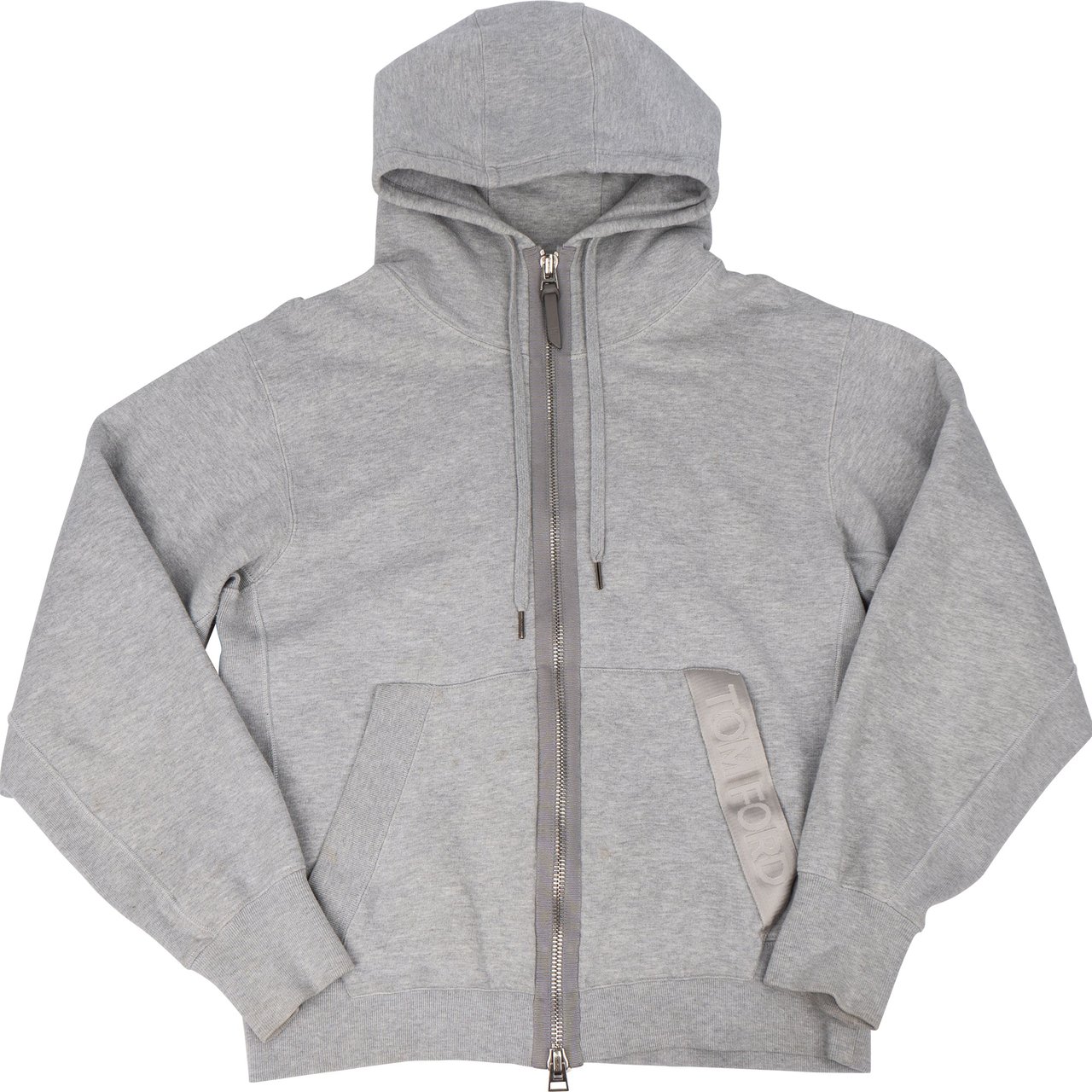 Tom Ford Tom Ford Grey Cotton Men Zipper Jacket (L) Donkergrijs