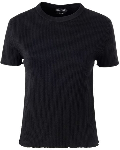 Tom Ford Black Silk T-Shirt Zwart