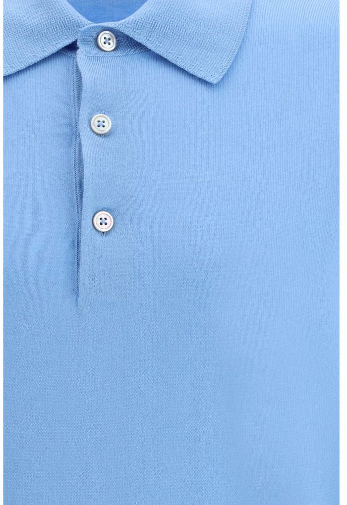 Tom Ford Blue Cotton Polo Shirt Blauw