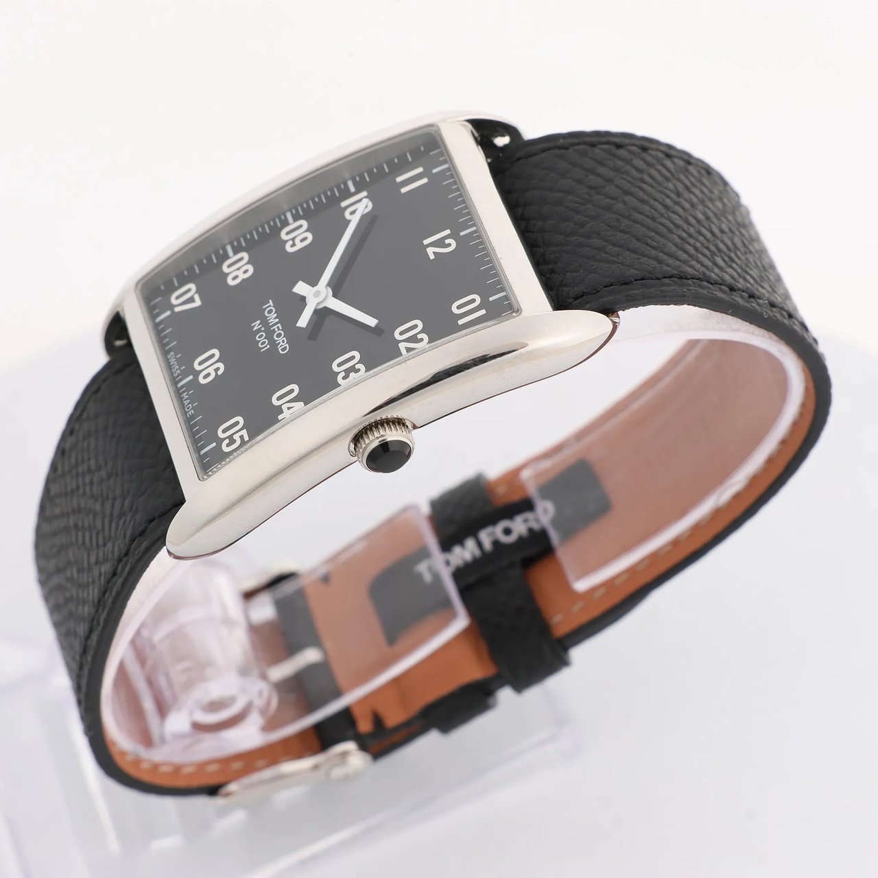 Tom Ford Tom Ford N.001 TFT001003 00276 SS & Leather QZ Watch with Black Dial Zwart