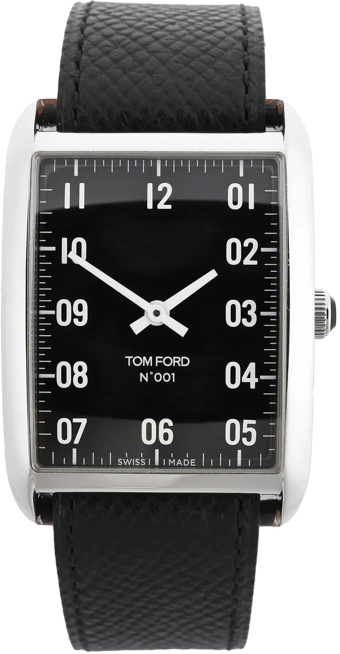 Tom Ford Tom Ford N.001 TFT001003 00276 SS & Leather QZ Watch with Black Dial Zwart