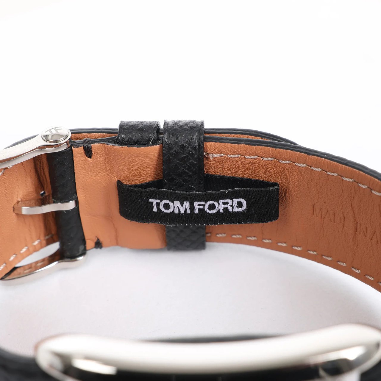 Tom Ford Tom Ford N.001 TFT001003 00276 SS & Leather QZ Watch with Black Dial Zwart