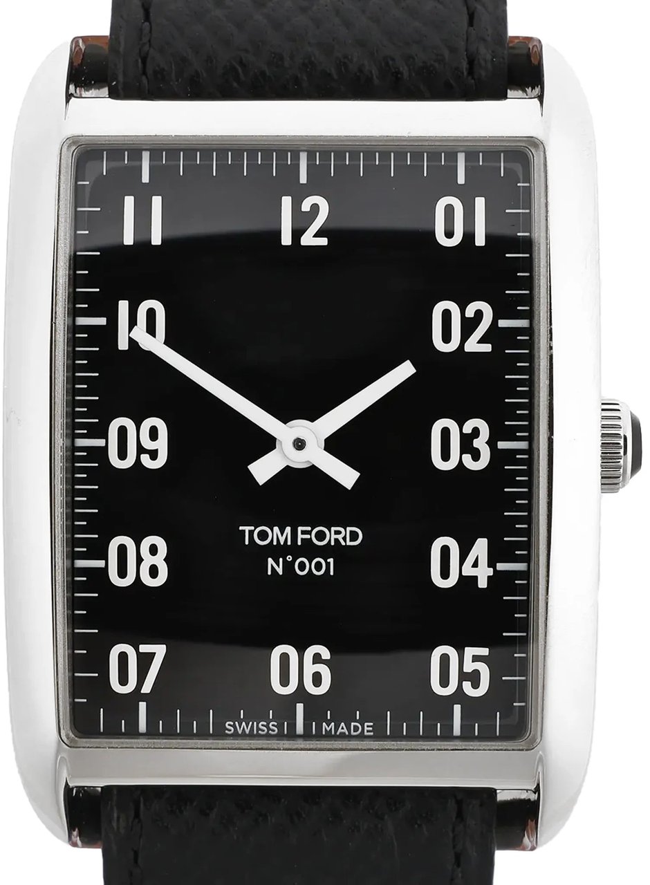 Tom Ford Tom Ford N.001 TFT001003 00276 SS & Leather QZ Watch with Black Dial Zwart