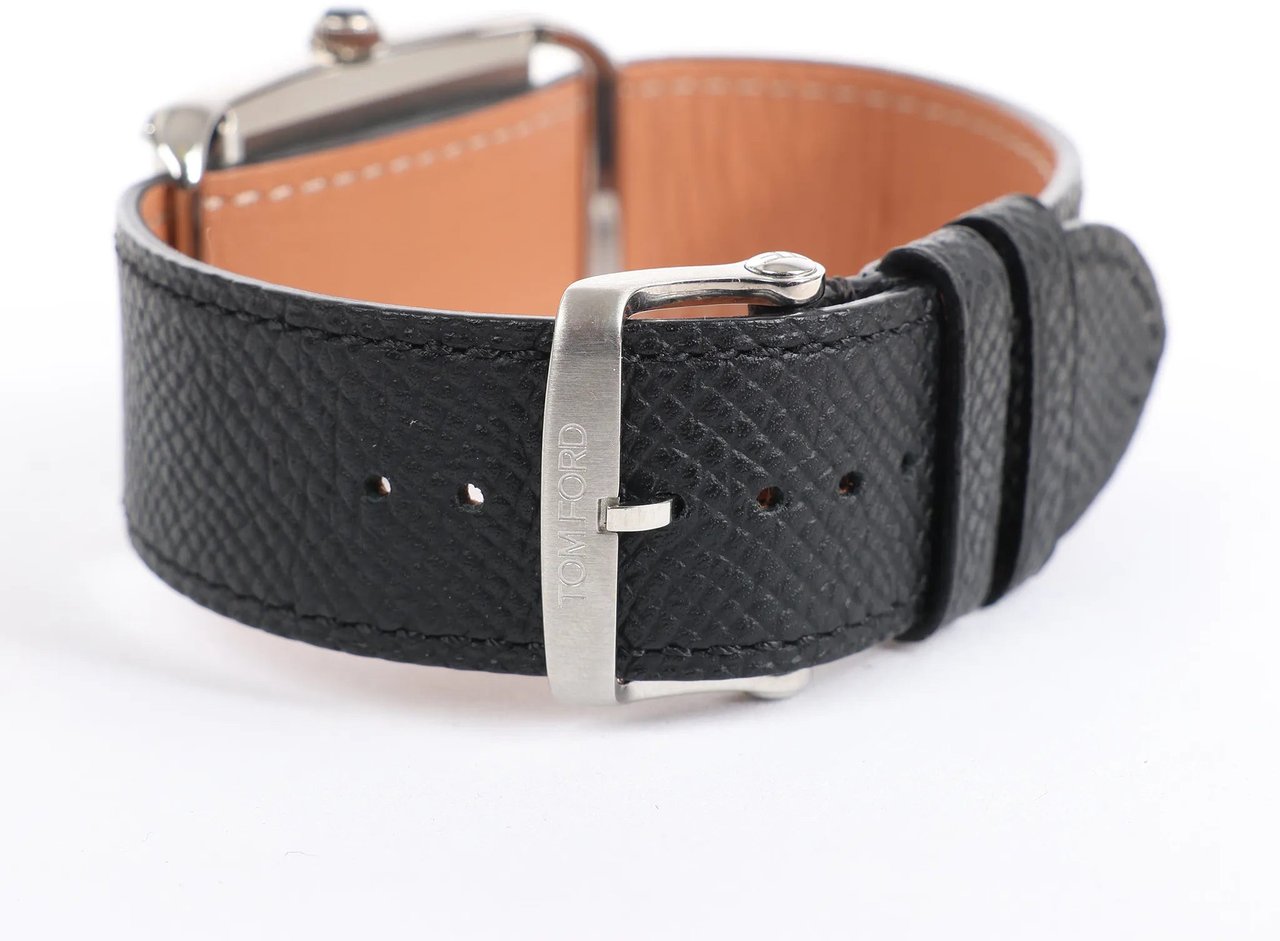 Tom Ford Tom Ford N.001 TFT001003 00276 SS & Leather QZ Watch with Black Dial Zwart