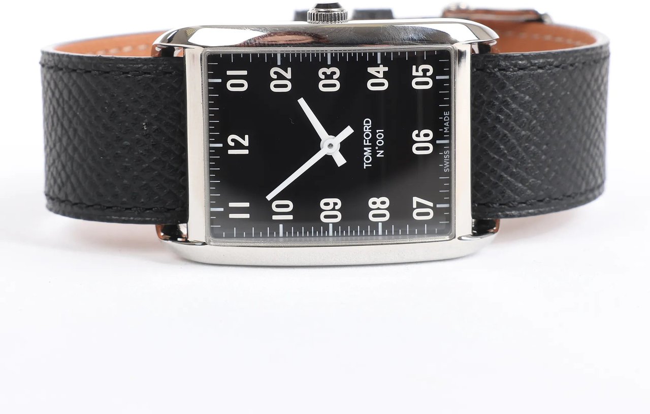 Tom Ford Tom Ford N.001 TFT001003 00276 SS & Leather QZ Watch with Black Dial Zwart